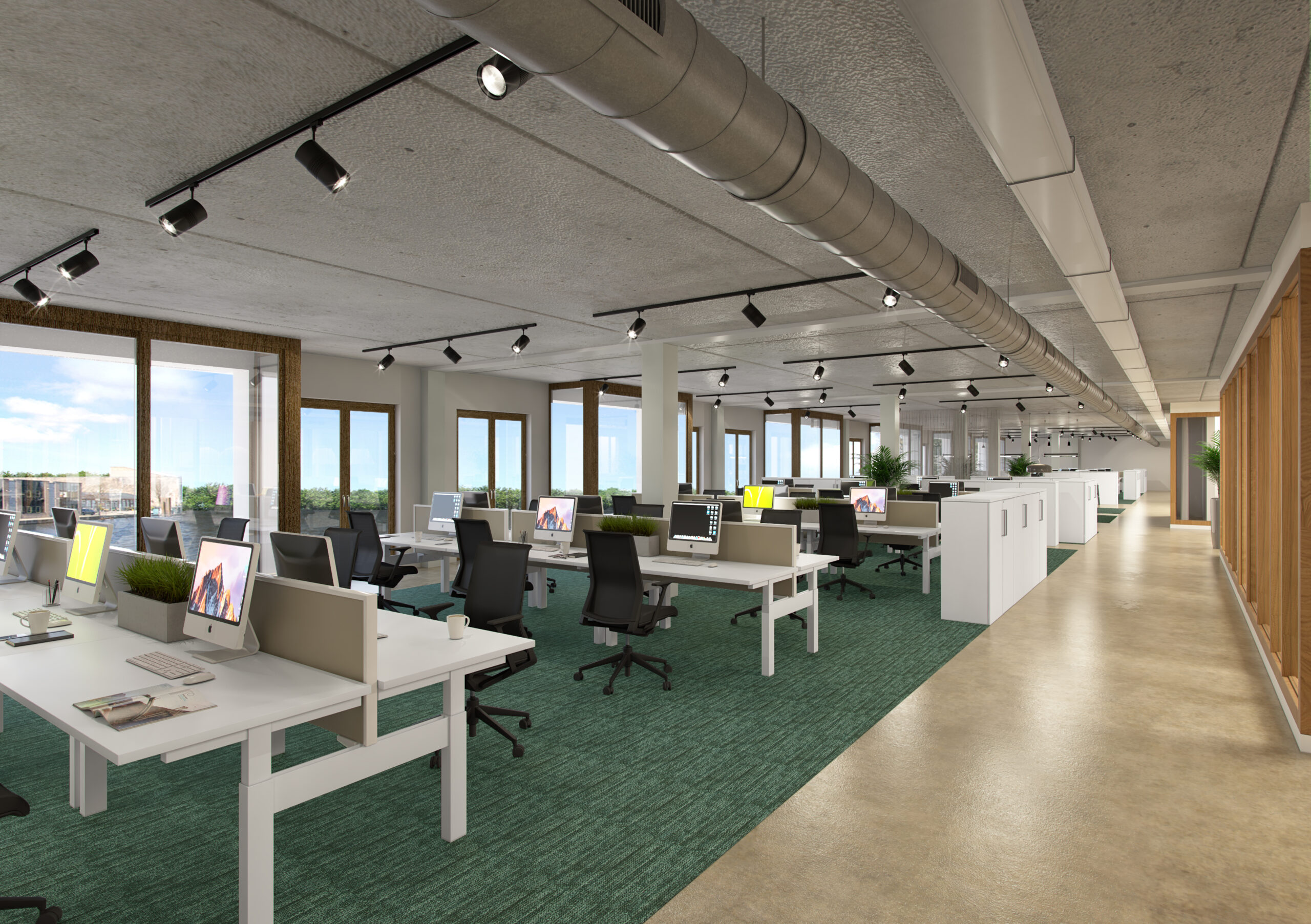 Modern office interior design and 3D visualization by Frame+View Amsterdam