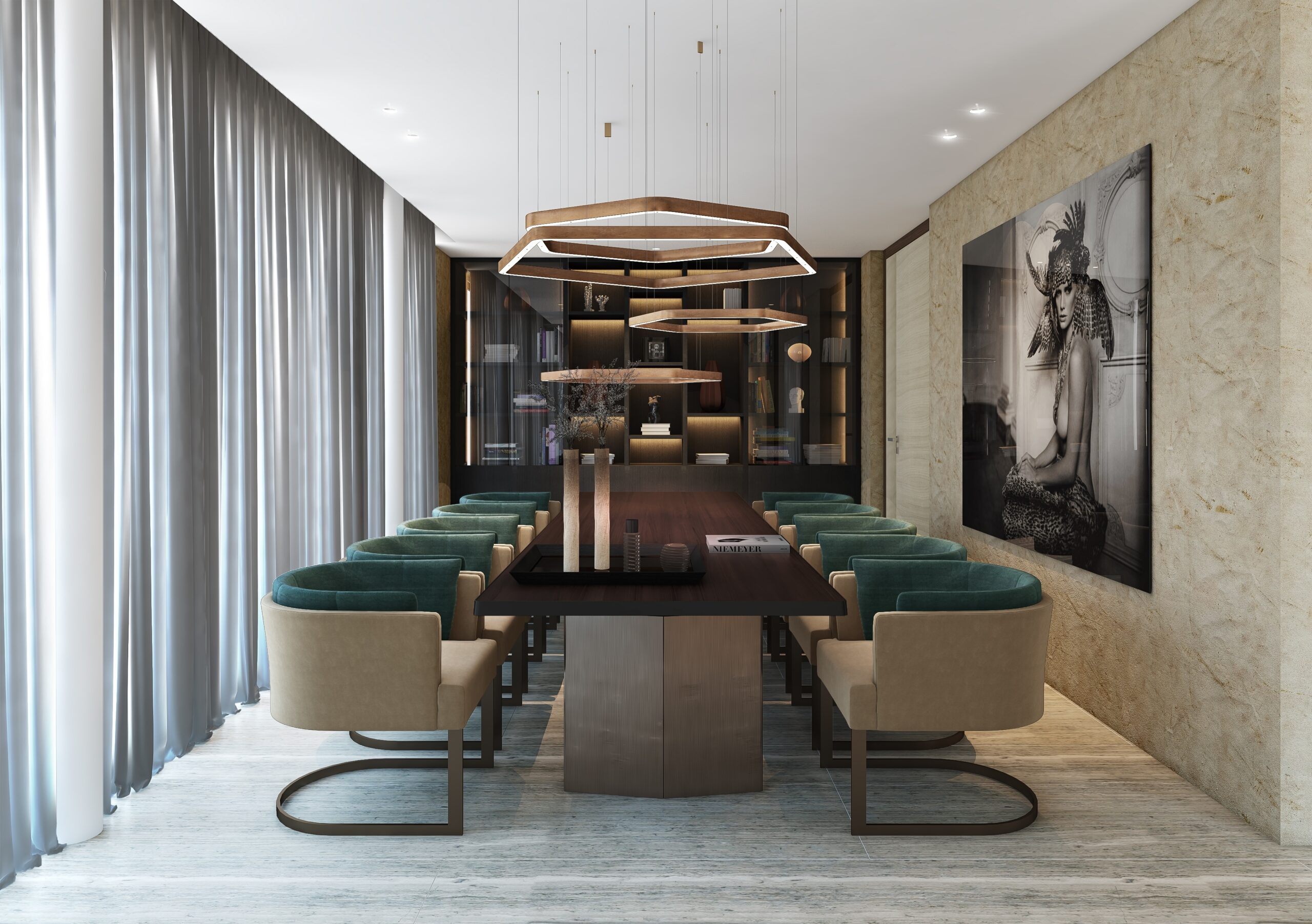 Luxury home office and wine room visualization supporting work, leisure, and contemporary residential living