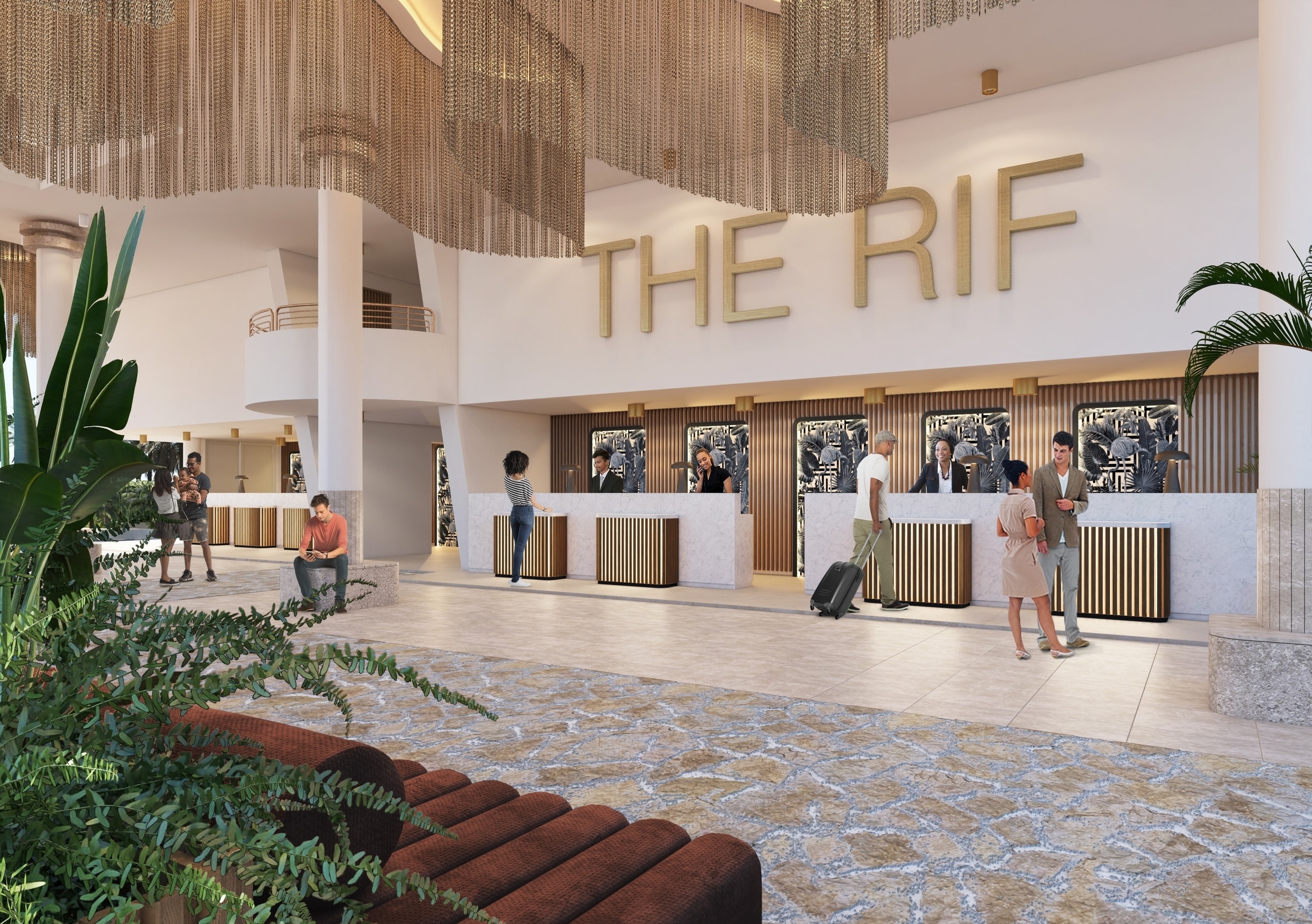 The Rif at Mangrove Beach entrance with open reception and tropical resort setting