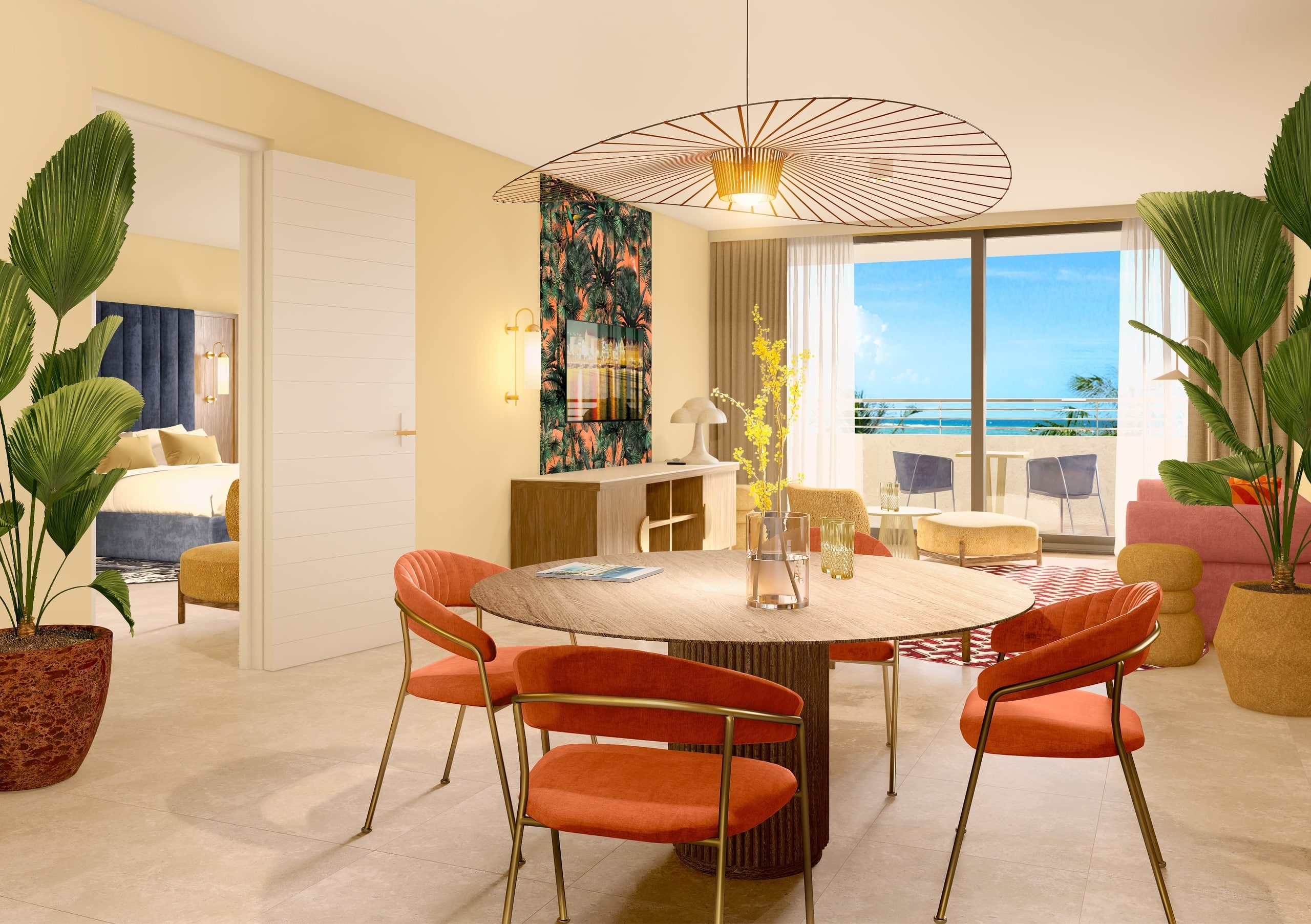 Royal Suite at The Rif at Mangrove Beach with connected living and dining areas